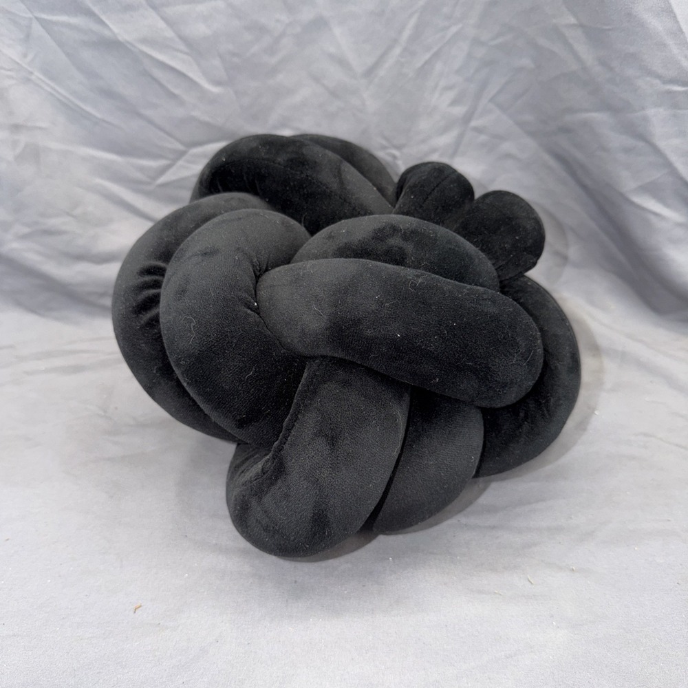 Black Knot Pillow Ball, Handmade Decorative Throw Pillow, Soft Round Knotted